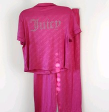 Nwt Juicy Couture Pj Set Women s Sz Large Hot Pink Rhinestone Logo Y2k
