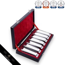 Hohner 7Piece Blues Harmonica Set A to G Keys Compact Brass Musical Instrument