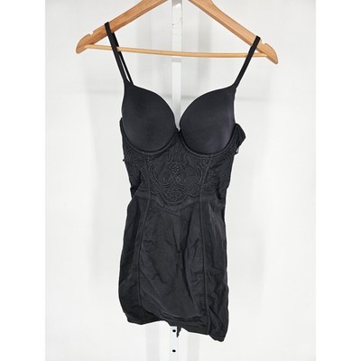 Vintage 1990s Flexees Womens Sz 34C Dress Shaper Shapewear Black
