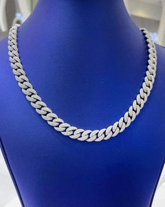 Authentic 25Ct D-VVS1 Round Cut CZ Diamond 14k White Gold Plated Cuban Chain 24" Necklace