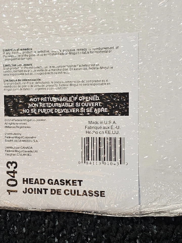 Junta de culata de rendimiento Fel-Pro 1043 para Chevrolet Tahoe 1995-2000 Foto 4 de 4