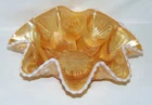 Dugan Glass 11" Peach Opal Petal & Fan Ruffled Bowl