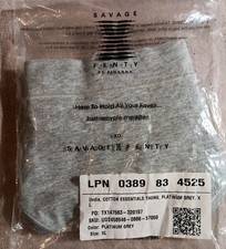 Savage X Fenty Undie Cotton Essentials Thong, Size XL Platinum Grey