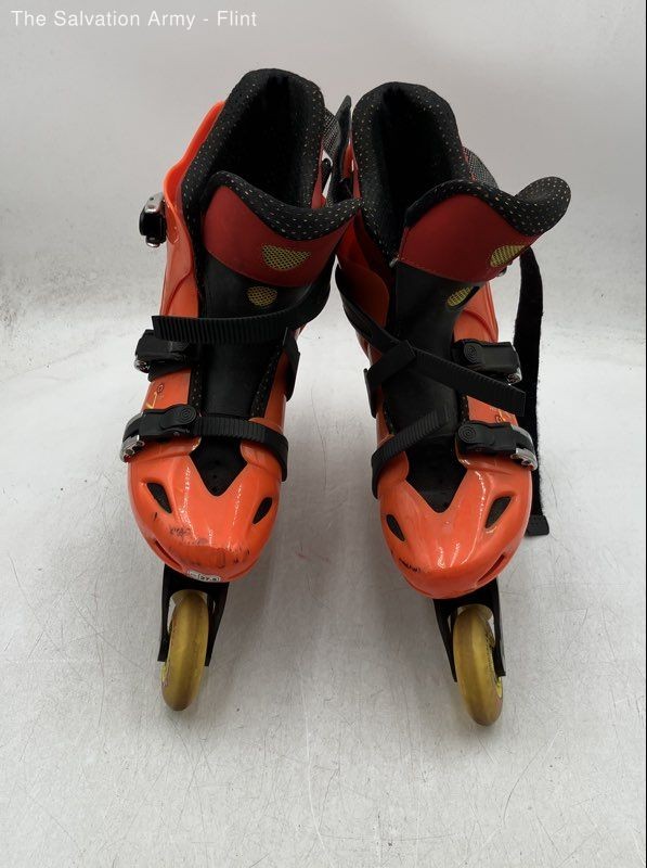 Techna Mens Orange 4 Wheel Adjustable Roller Blades Racing Inline Skate Size 8.5