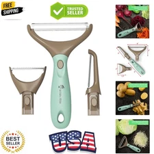 3-in-1 Vegetable Peeler Set - Sharp Stainless Steel Blades, Space-Saving