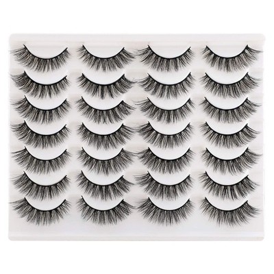 Newcally Lashes False Eyelashes Cat Eyes Wispy Natural Faux Mink Lashes 14 Pairs
