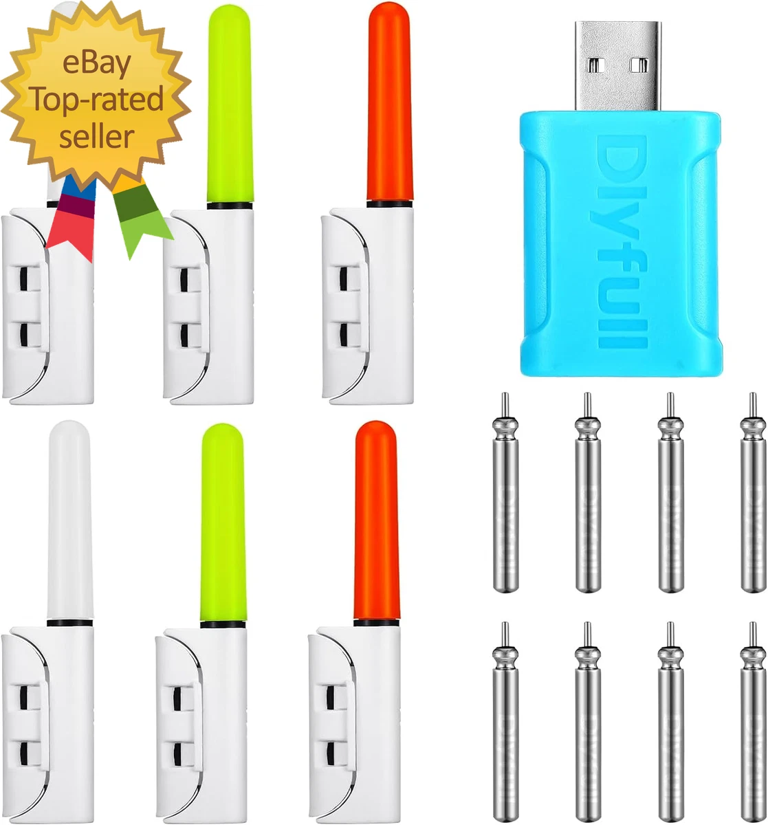 ebay fishing pole glow sticks Adoolla 5pcs Sticks, Waterproof Fishing Glow Rod Tip, LED Night Fishing Bite Alarm Glow Stick so that the fish will not run away Due to the unique chimeric design LINGUANG 100PCS Ocean Sun Clip