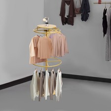 Rotatable Round Clothes Rack, 2-tier Clothing Rack, Floor-Standing Circular Rack