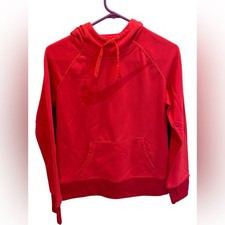 Nike Therma Fit Pullover Hoodie Large Swoosh Logo Pink Red Women  s Size Medium