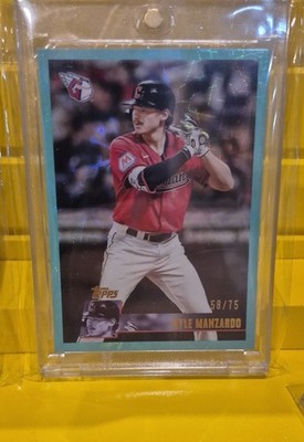 2025 Topps Archives - 1996 Topps Kyle Manzardo #140 Aqua Scope Foilboard #58/75