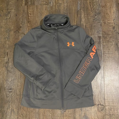 Under Armour Jacket Boys XS Gray Loose Zip Sweatshirt Athletic Active Youth Kids