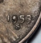 1953 S LINCOLN WHEAT PENNY FILLED 9 ERROR #P2375