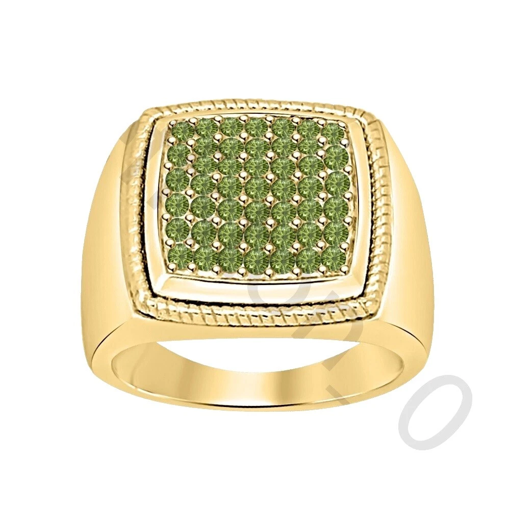 Tourmaline Band Yellow Gold Rings for Men