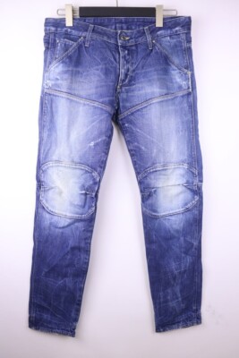 G-STAR 5620 3D LOW TAPERED Blue Wash Denim Slim Jeans W33 L32 Button Fly