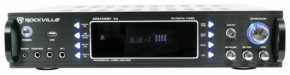 Rockville RPA70WBT 1000w 2 Channel Rack DJ Amplifier/Mixer/w/ Bluetooth/USB+Mics - Image 3 of 4