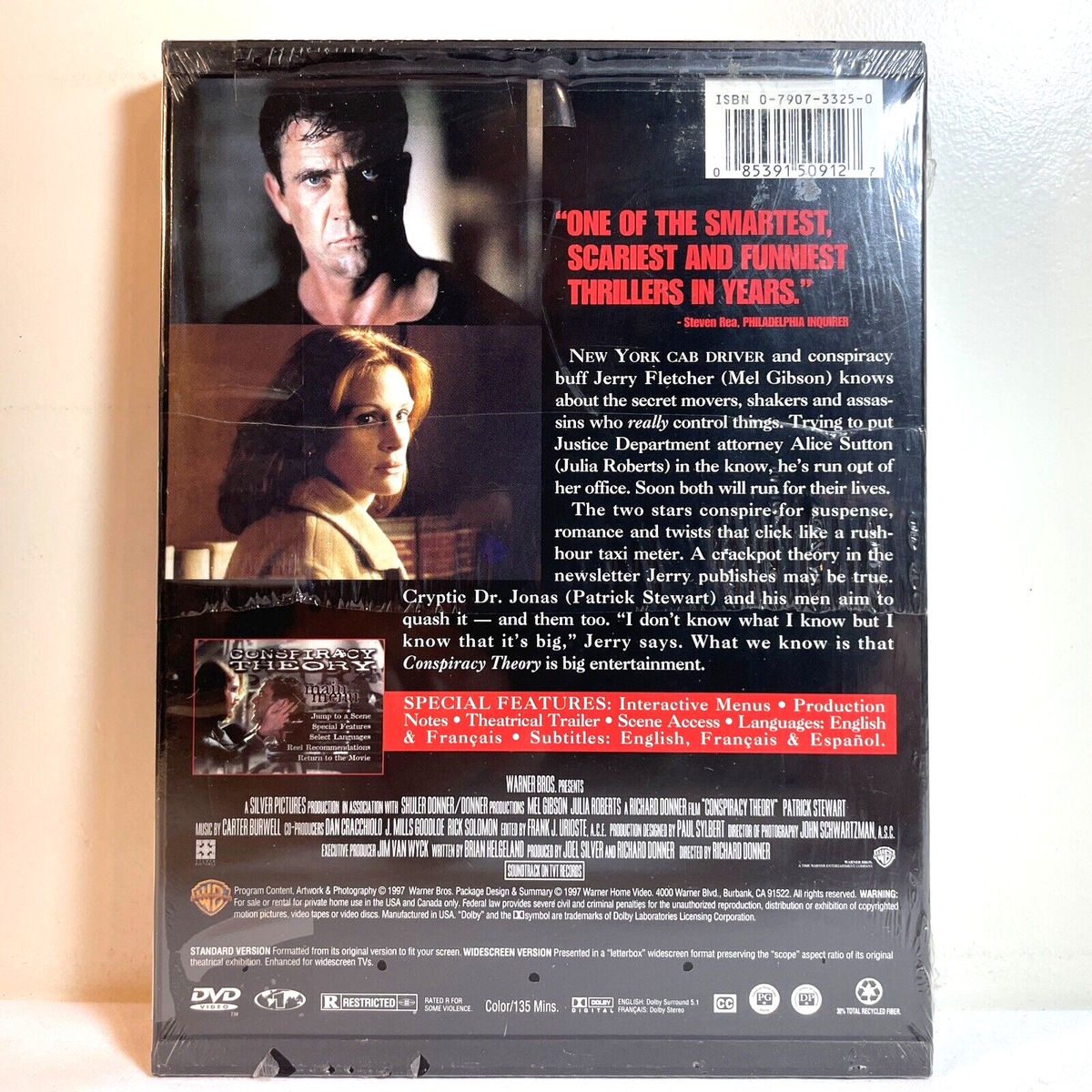CONSPIRACY THEORY (1997) DVD Mel Gibson, Julia Roberts- Action