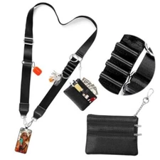  Phone Strap Crossbody - Clip and Go Strap for Phone with Wallet Black
