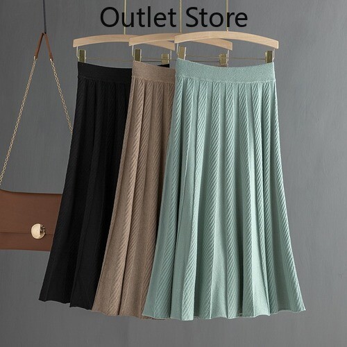 Warm Women Pleated Skirts High Waist 