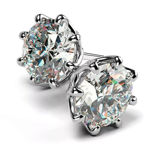 Fashion 925 Silver Stud Earring Women Cubic Zircon Jewelry A Pair - Picture 3 of 3