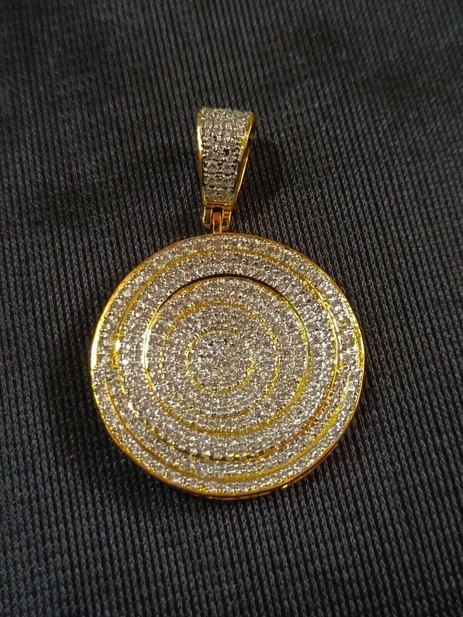 Gold diamond medallion pendant discount
