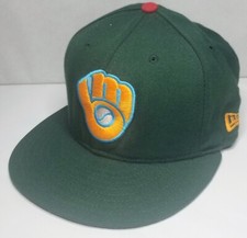 Milwaukee Brewers - New Era 59Fifty - Size 7 - Green  Gold - Made In USA
