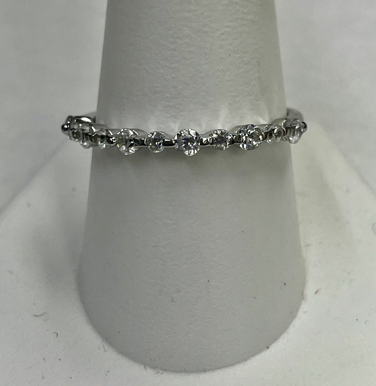 STERLING SILVER 925 STACKABLE BAND RING WITH CZs … - image 1