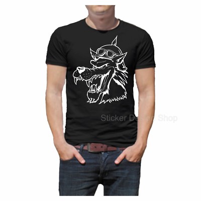Wolf Head Head T-Shirt Print Unisex Cotton Fruit of The Loom New