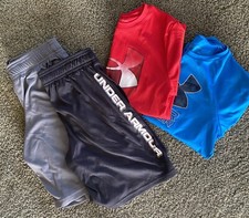 Lot of 4 Under Armor Boys Shirts  Shorts Size Youth Small