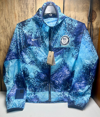 Nike Women s ACG Olympic Team Issued USA Windbreaker Jacket Blue FN4429-405 Sz:L