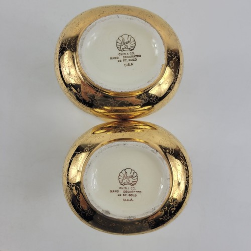 Vintage Pearl China Co USA Hand Decorated Etched 22 KT Gold Vase Dual Handles - Picture 9 of 9