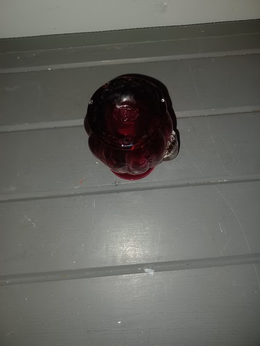 Pilgrim Glass Hand Blown Cranberry Glass 4" Pitcher clear Ribbed Handle - Picture 7 of 9