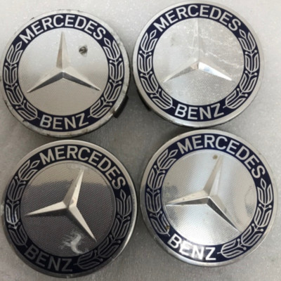 Set of 4 Mercedes 75MM Classic Dark Blue Wheel Center Hub Caps 202c1b87 ...