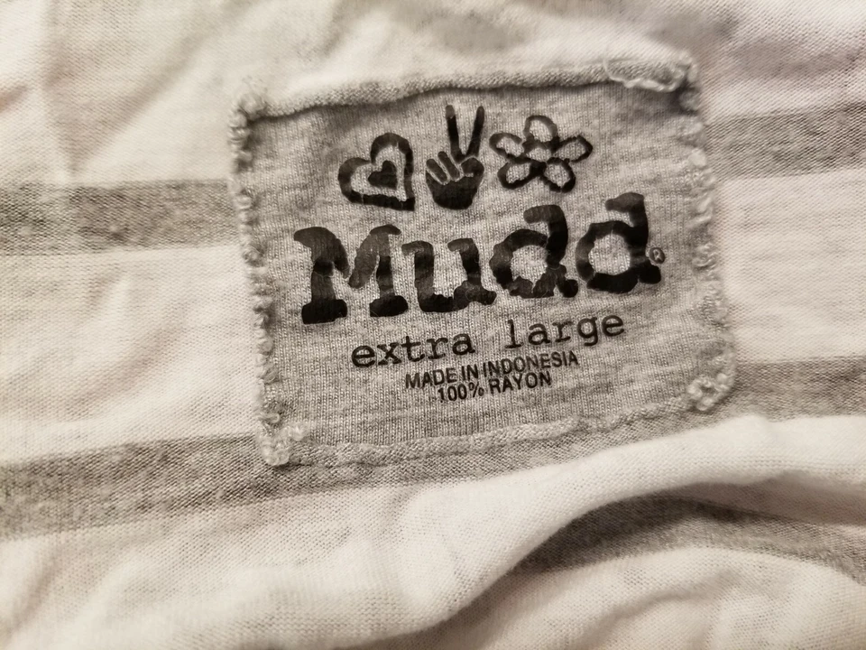 Camisa Top Blusa Mujer Mudd Juniors Talla XL X Grande Gris Blanco Floral Rayas Foto 2 de 4