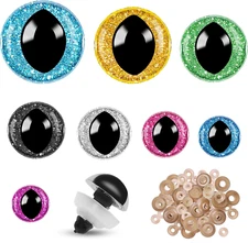 160 Pcs Glitter Safety Eyes for Amigurumi with Washers Cat Crocheting Eyes Tool