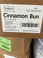 Cinnamon Bun 1 Case 48ct MRE Survival Food Bridgford Ready to Eat Best by 04/25