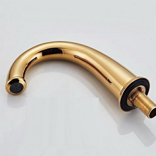 Polished Gold Brass Deck Mount 5 Holes Bath Tub Faucet with Handshower ftf058 - Picture 5 of 10
