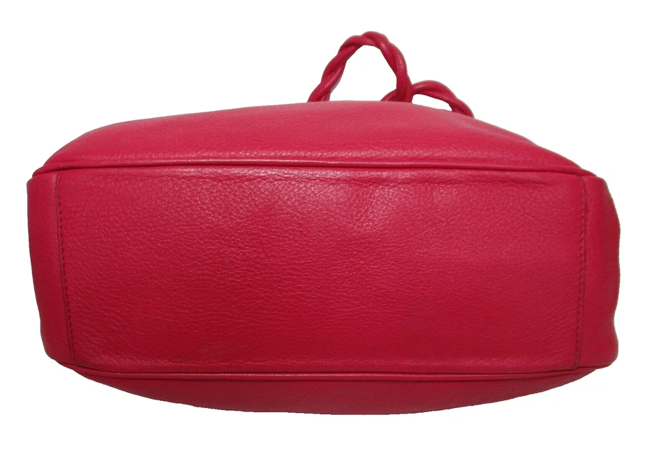 Bolsa tote FALOR Italia Le Borse couro rosa brilhante grande 2 alças - Imagem 4 de 4