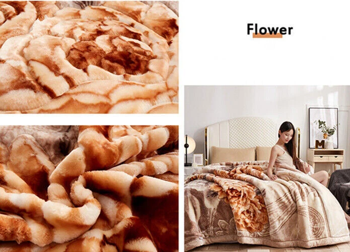 Raschel blanket thickening winter bed cover 2 PLY floral pattern warmful sheet - Image 2 of 4