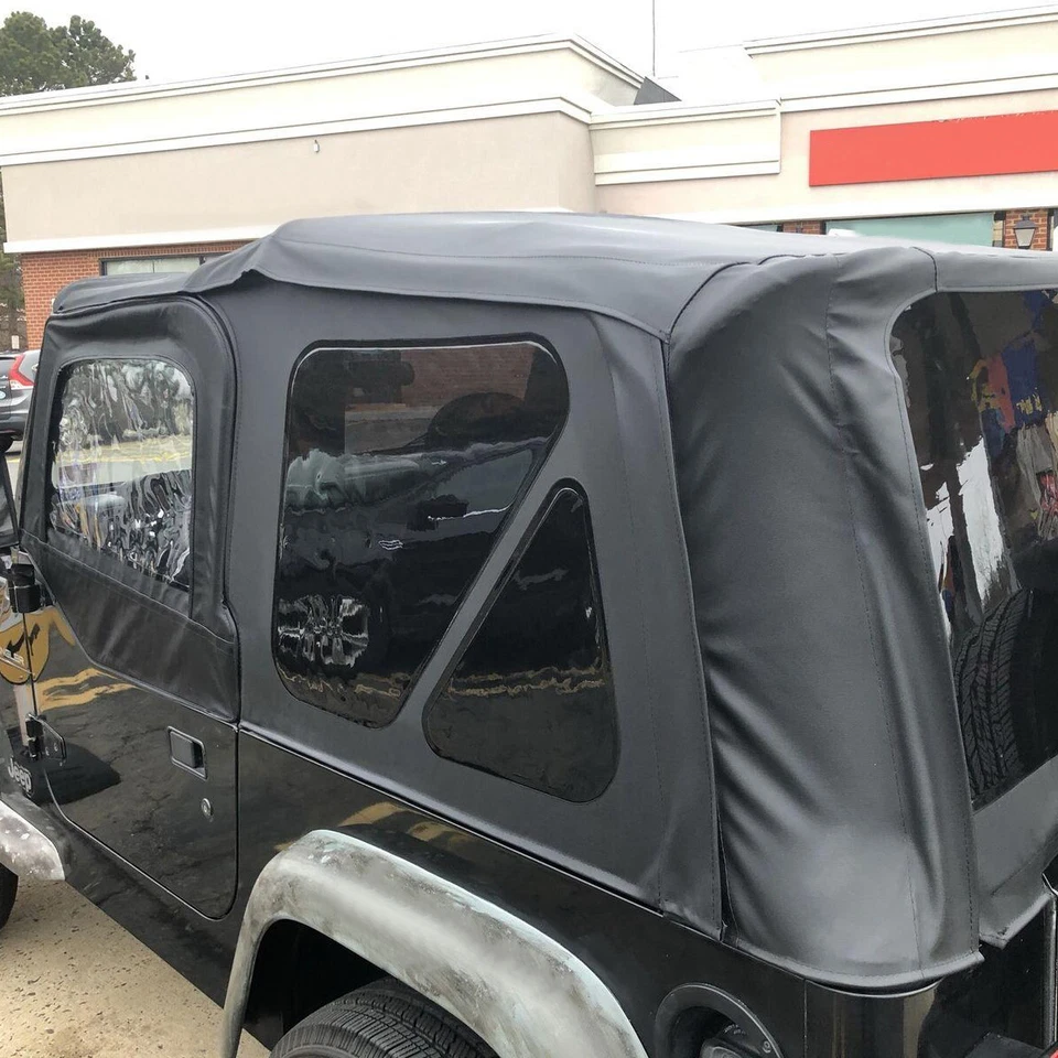 Front Rear Soft Top + Upper Skins Diamond Black For 97-06 Jeep Wrangler TJ 2 Dr - Image 3 of 4