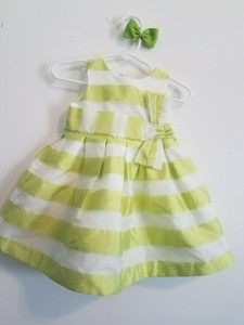 Baby Girls 6 12 Month Gymboree Green White Striped Party Dress