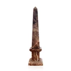 Classic Brown Emperador Marble Obelisk Table Sculpture H 25CM