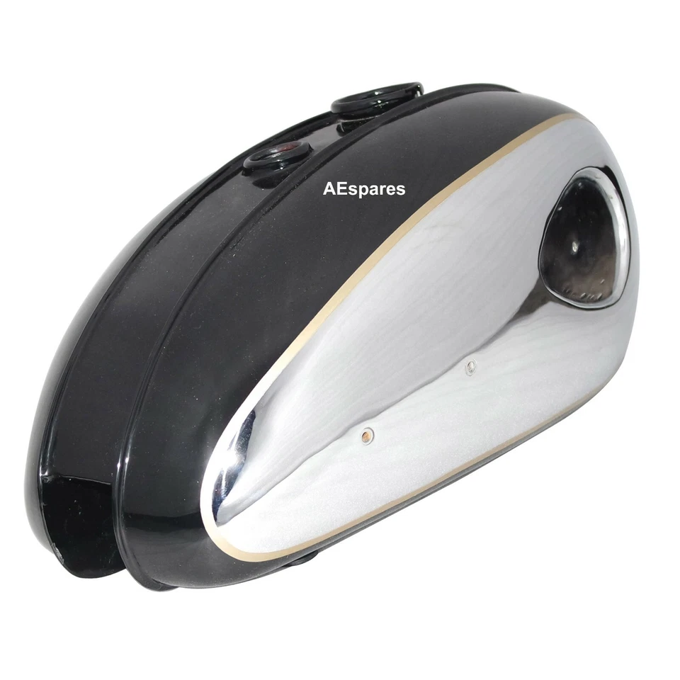 Tanque de gasolina acero pintado negro cromado compatible con 1960 BSA C15 B40 SS80 ECS Foto 4 de 4