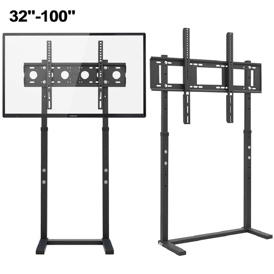 Heavy Duty Tall Slim TV Floor Stand Bracket Adjustable For 32 100