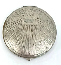 Art Deco Powder Compact 1930s Unique Metal and Mesh Sifter Puff 2in Vintage