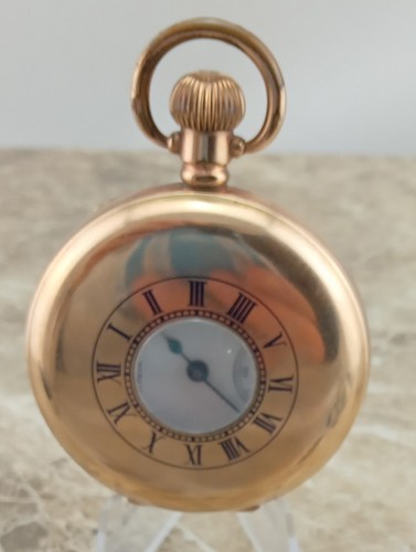 Deco 14k Gold Fill Waltham 7 Jewel Grade Traveller Half Hunter Pocket Watch 1922 - Picture 2 of 17