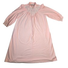 Vanity Fair Housecoat Size Large Pink Vintage Pajama Zip Nightgown Grandma Core