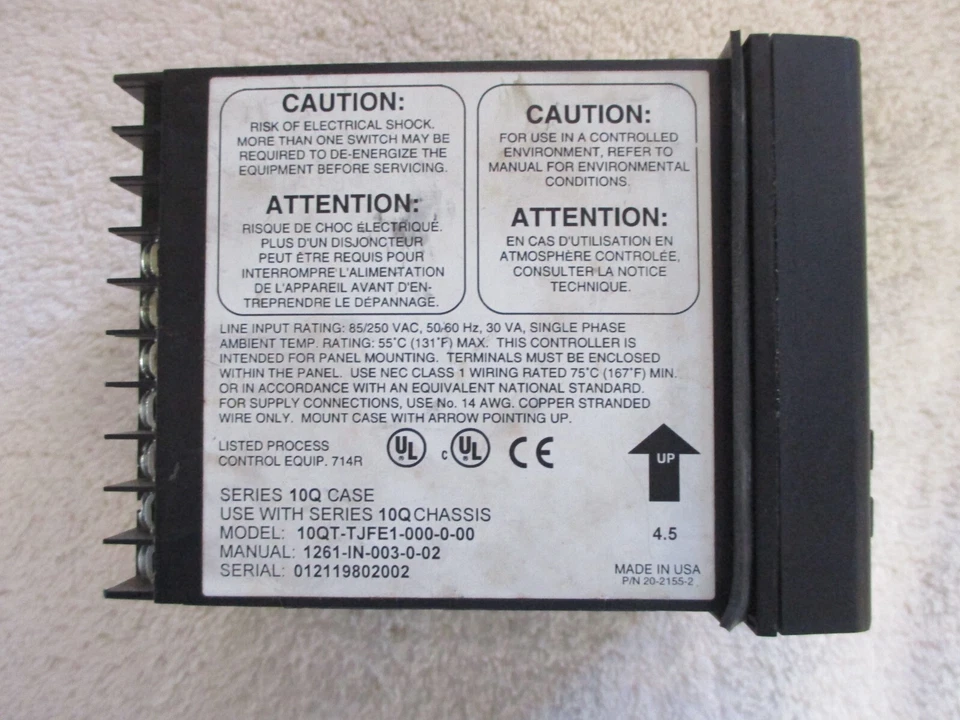 BARBER COLMAN Series 10 Temperature Controller 20-2270    10QT-TJFE1-000-0-00 - Image 4 of 4