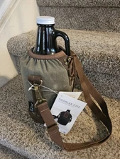 New W Tag Growler Insulated Tote Picnic Time Khaki Canvas Bag & Bottle