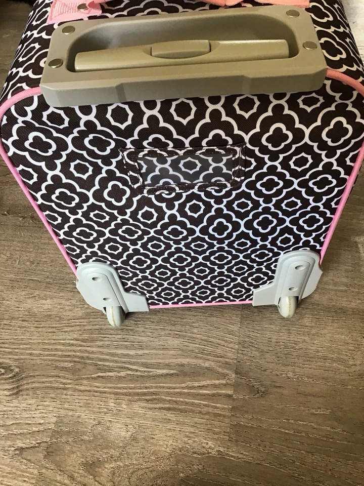 Pottery Barn kids Mackenzie Girls Rolling suitcase luggage Brown & Pink Alyssa - Image 3 of 4