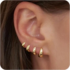 Silver Hoop Earrings Set for Women, Hypoallergenic Small Huggie Earrings Sterlin